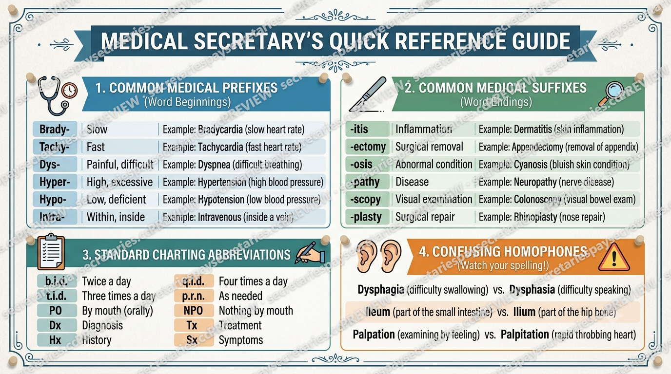 Medical Secretary Quick Reference Guide with Prefixes and Suffixes etc preview 1